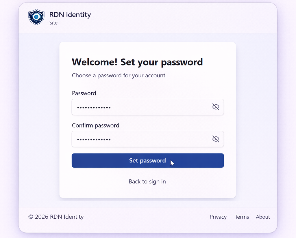 New user setting their password via the activation link